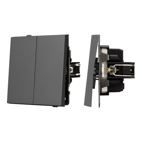 Механизм выключателя двухклавишный непроходной SWT-TENDO-MK02-SFPL-GR (230V, 10A) (Arlight, -)