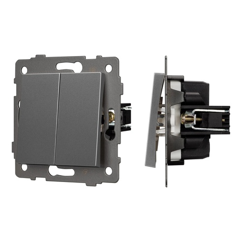 Механизм выключателя двухклавишный проходной SWT-MKP2-PL-GR-V (250V, 10A) (Arlight, -)