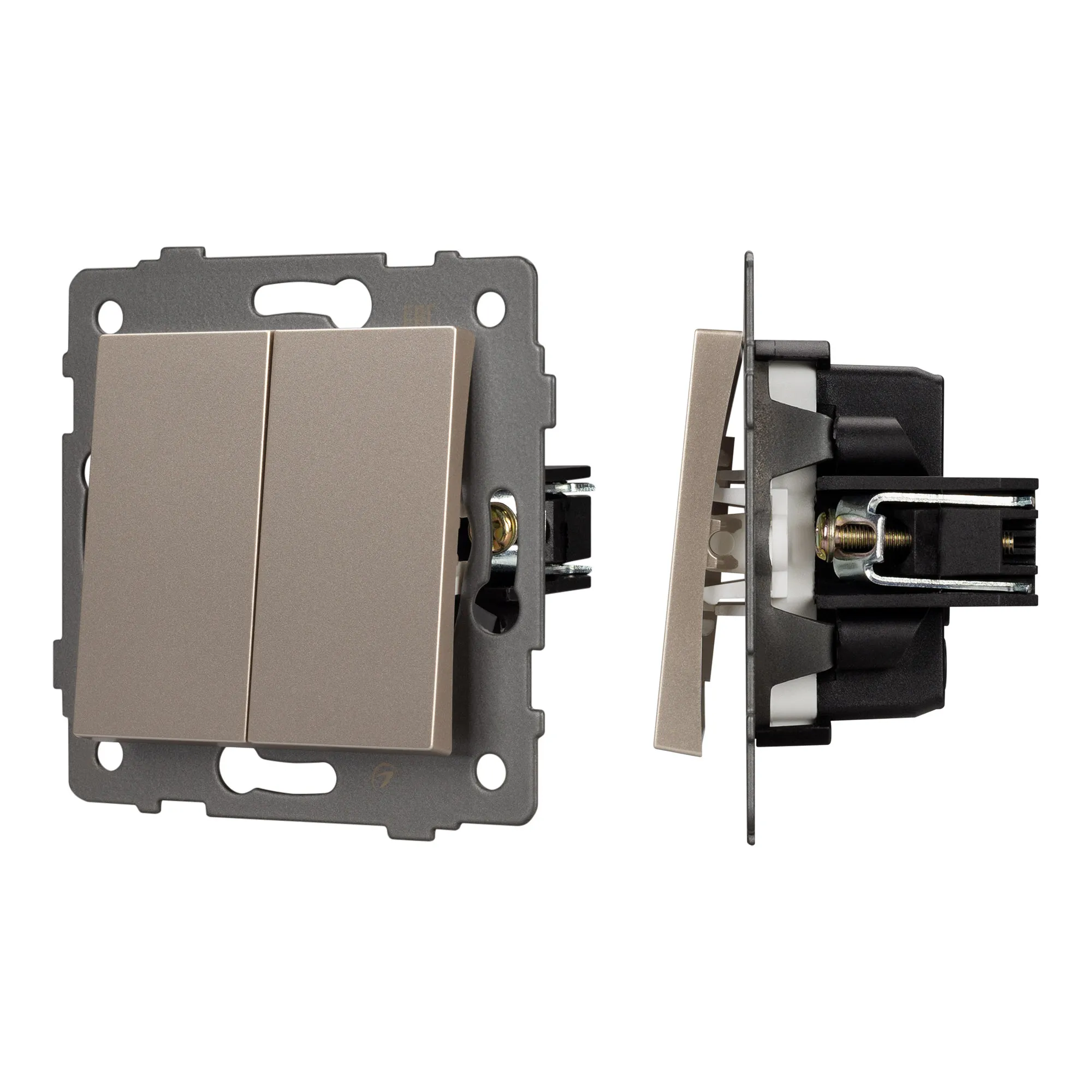 Механизм выключателя двухклавишный непроходной SWT-MK02-PL-GD-V (250V, 10A) (Arlight, -)