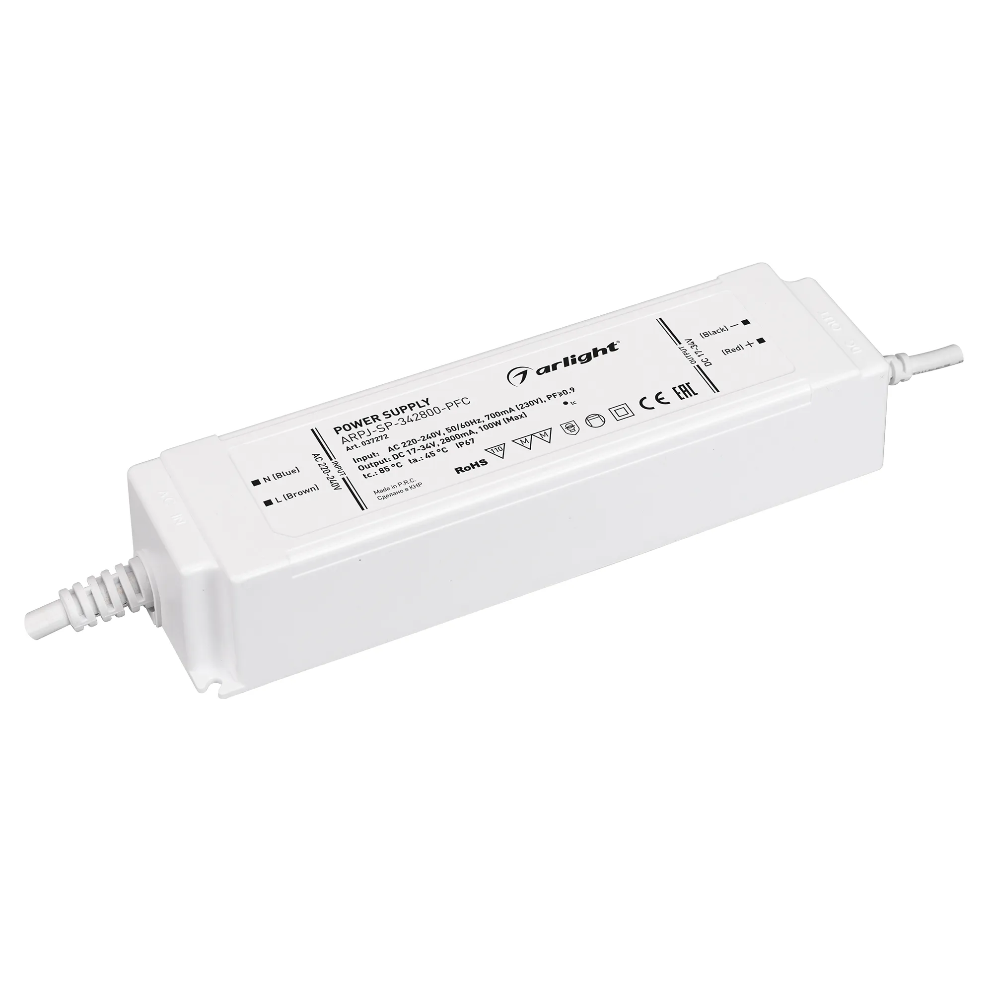 Блок питания ARPJ-SP-342800-PFC (100W, 17-34V, 2.8A) (Arlight, IP67 Пластик, 5 лет) - изображение товара