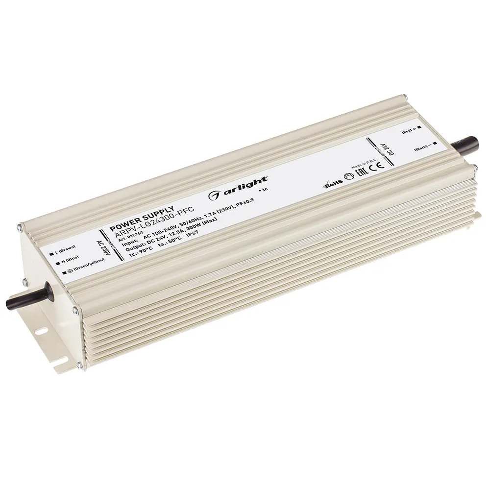 Блок питания ARPV-LG24300-PFC (24V, 12.5A, 300W) (Arlight, IP67 Металл, 5 лет) - изображение товара