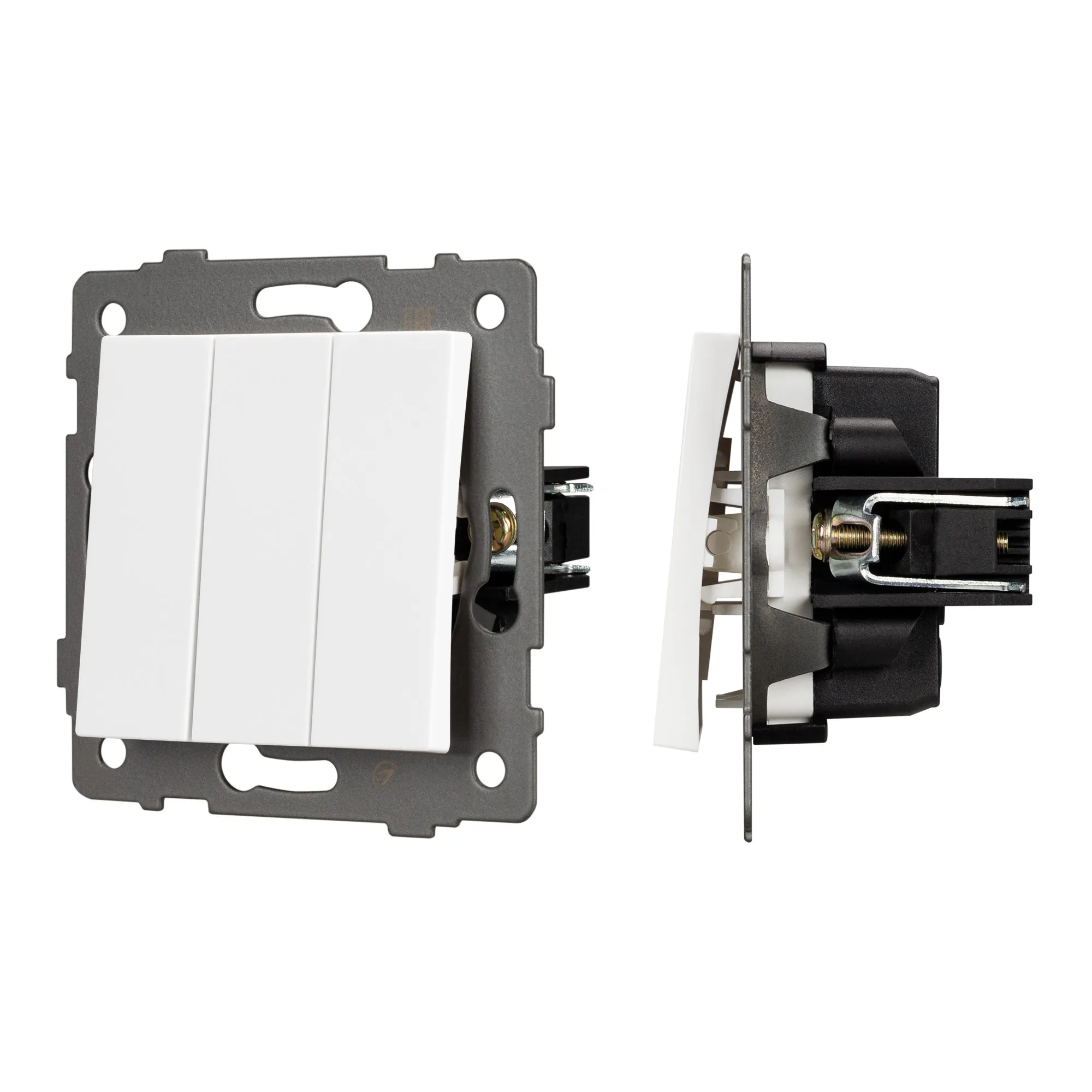 Механизм выключателя трехклавишный непроходной SWT-MK03-PL-WH-V (250V, 10A) (Arlight, -)